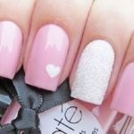 heart pink nails