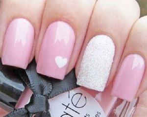 heart pink nails