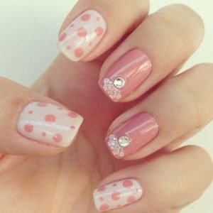 nude pink with white nails