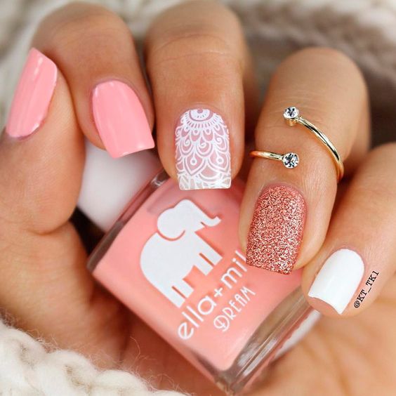 35 Pink And White Nails And Designs