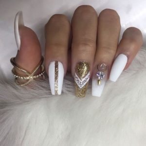 golden diamond nails