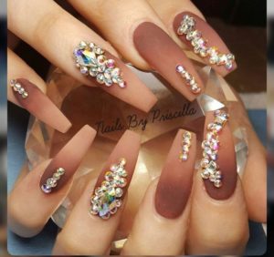 beige diamond nails