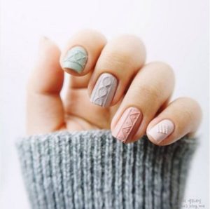 knit pastel nail art