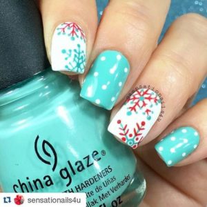 candy cane snowflake nails