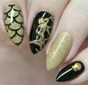 gold mermaid manicure