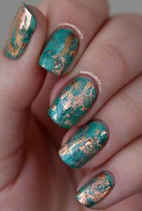 turquoise and gold nails