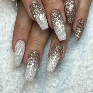 shimmery gold and silver nails