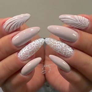 white and nude manicure