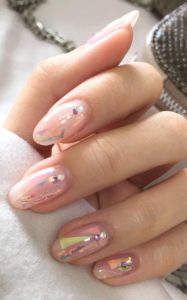 pink and nude nail design idea