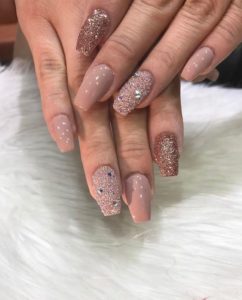 glitter nude nails