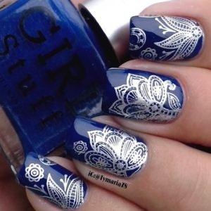 blue silver nails