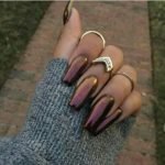 chrome nails smokey bronze