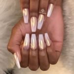 gold white acrylic nails