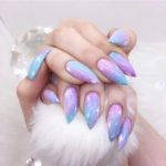 purple blue stars Pastel nails
