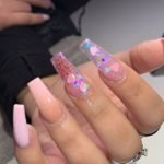 pink sparkle casket nails