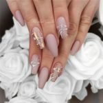 beige color splash gel nails