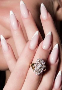 French Manicure Pointy Stiletto Nails