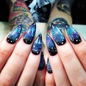 Galaxy Pointy Stiletto Nails