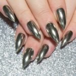 Silver Chrome Press On Nails Mirros Stiletto Nails