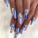 Holographic Polish with Rhinestones