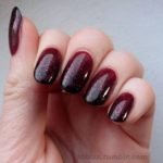 Burgundy Nails with a Glittered Base Coat