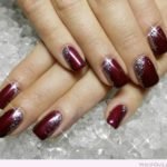 Burgundy Polish with Silver Sparkles