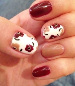 Burgundy and Nude coloured Florals