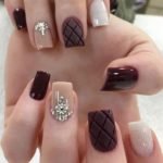 Pink and Burgundy Embellished Nails