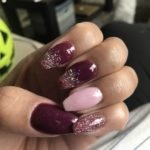 Wine pink rose gold nails