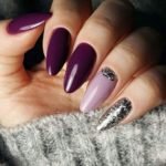 almond purple burgundy nails