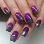 Purple Nail Designs – Black Glitter Tips