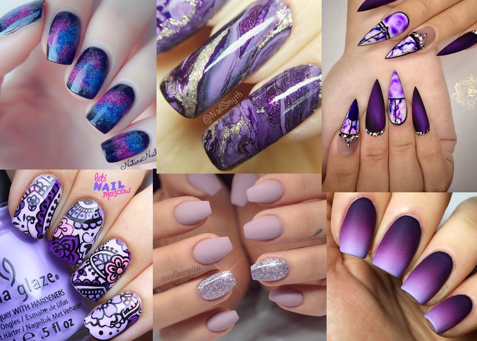 purple n pink nail design