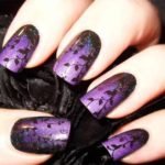 Purple Nail Designs – Gothic Leaf Silhouette
