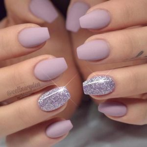 Matte Lavender Nail with Statement Silver Nail