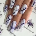 Purple Nail Designs – White and Purple Marble