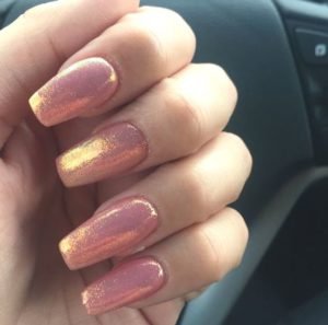Holographic rose gold nails