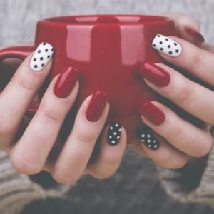 polka dot red nails