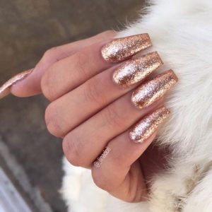Rose Gold Glitter nails