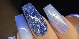 blue glittercoffin nails