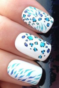 animal print blue nails