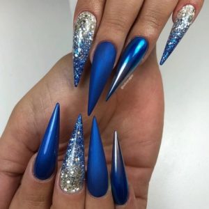 Blue stiletto nails