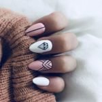 diamond pink white nails