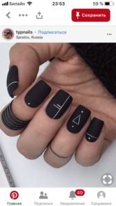 black white geometric nails