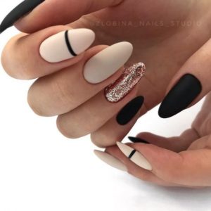 glittery and matte nails