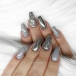 grey silver mirror nails