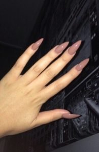 beige stiletto nail look