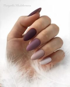 Purple, lavender and white matte nails