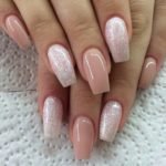 peachy nails with shimmer