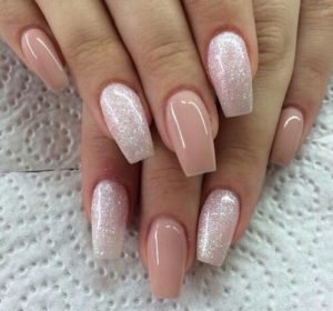 peachy nails with shimmer