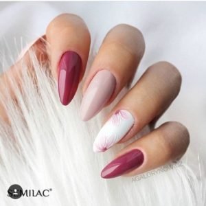 pink and white almond shaped nails